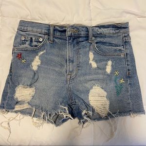 Gap distressed embroidered denim shorts